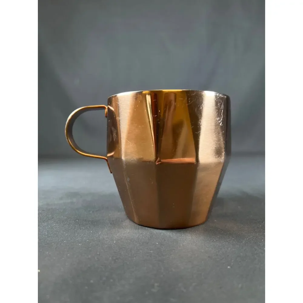 Starbucks Faceted Bronze Copper Tone Metal Coffee Mug cap home decor 2014